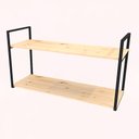 Ver imagem 2 de Prateleira Industrial Parede ou Suspensa Aço e Madeira 50x40x90cm - Pinus Natural