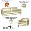 Ver imagem 2 de Conjunto Poltrona e Sofá Decorativo Sala de Estar América 3 Lugares 220cm Couro Tiza - Mozzelar