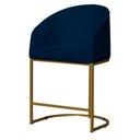 Ver imagem 1 de Poltrona Banqueta Decorativa Mia Suede Base Metal Dourada - Estopar Poltrona Mia Suede Azul Marinho