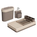 Ver imagem 1 de Kit Flat 3 Peças Escorredor de Louça, Lixeira e Dispenser Cinza Fendi