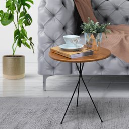 Mesa Lateral de Apoio Redonda 38cm X 45cm Aramada em Metal - 1