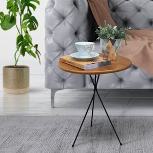 Mesa Lateral de Apoio Redonda 38cm X 45cm Aramada em Metal