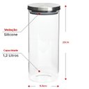 Ver imagem 3 de Pote de Vidro Redondo com Vedação Tampa Inox 1,250 Litros