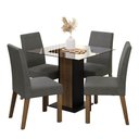 Ver imagem 2 de Conjunto Sala de Jantar Mesa Tampo de Vidro 4 Cadeiras Rustic/preto/silver Ivy Madesa