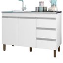 Ver imagem 1 de Balcão para Pia Jenny 2 Portas 3 Gavetas 119cm Branco Peternella Móveis