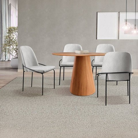 Conjunto de Mesa Cone 100cm e 4 Cadeiras Maya Madeira Maciça
