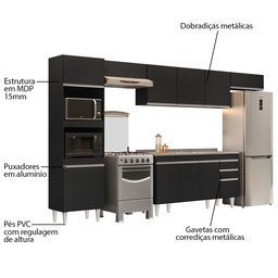 Armário de Cozinha Modulada 5 Peças CP15 com Pia Inox Preto - Lumil Lumil Móveis - 3