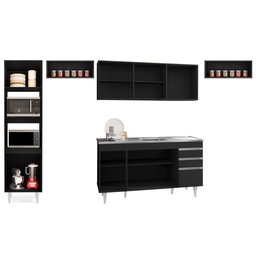 Armário de Cozinha Modulada 5 Peças CP15 com Pia Inox Preto - Lumil Lumil Móveis - 5