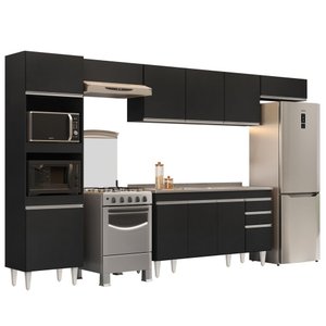Armário de Cozinha Modulada 5 Peças CP15 com Pia Inox Preto - Lumil Lumil Móveis