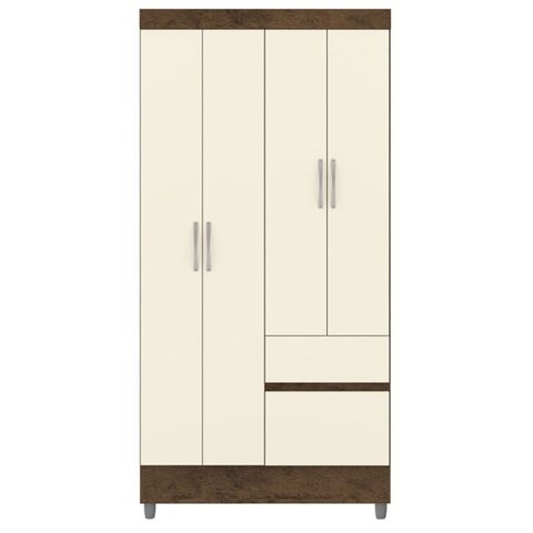 Guarda Roupa 102 Cm 4 Portas Plus 10090 Imbuia Champanhe Vlr