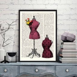 Quadro Manequins Atelier De Costura 33x24cm - com vidro:Madeira branca - 2