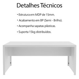 Escrivaninha Mesa Escritorio 180 Cm Me4185 Branco Tecno Mobili - 3