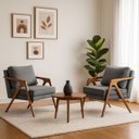 Ver imagem 1 de Kit 2 Poltronas Decorativas Mona Pés de Madeira e Linho Premium:cinza