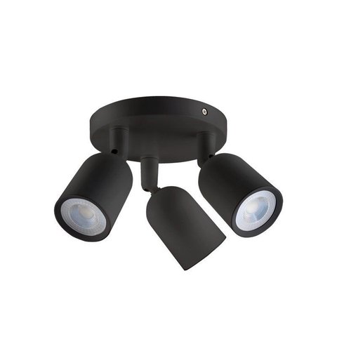 Spot de Led Direct Triplo Mr16 Circular 12w Preto Taschibra 3000k Luz Quente