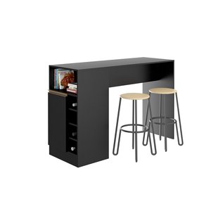Bancada Gourmet Ilha de Cozinha Americana 136x92cm 1 Porta Nicho Adega Preto