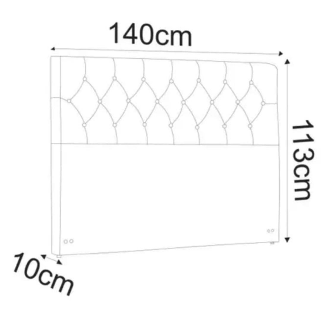 Cabeceira Estofada Lívia 140 Cm Casal Com Capitonê Corino Azul Bebê - Móveis Mafer - 2