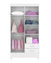Ver imagem 3 de Guarda Roupa Solteiro Astro 110cm 4 Portas 2 GavetasFLEX - Branco/Rosa Demóbile
