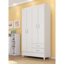 Ver imagem 1 de Guarda Roupa Solteiro Astro 110cm 4 Portas 2 GavetasFLEX - Branco/Rosa Demóbile