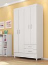 Ver imagem 1 de Guarda Roupa Solteiro Astro 110cm 4 Portas 2 GavetasFLEX - Branco/Rosa Demóbile