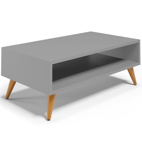 Mesa de Centro para Sala de Estar Pés Palito Cannes L03 Cinza - Lyam Decor