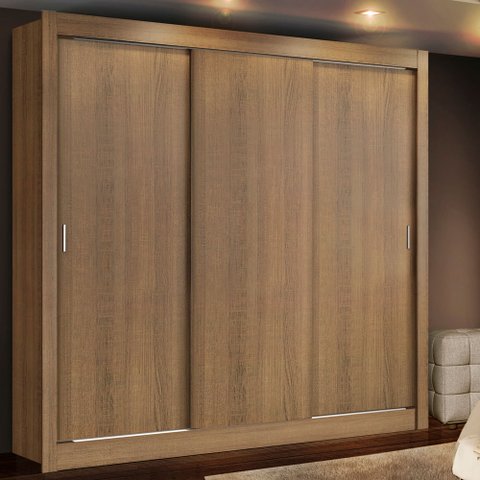 Guarda-Roupa Casal Madesa Lyon Plus 3 Portas de Correr 4 Gavetas Rustic Cor:Rustic