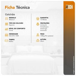Colchão King Anjos Super Missouri Ortopédico Espuma D33 Dupla Face 193x203x30cm - 3