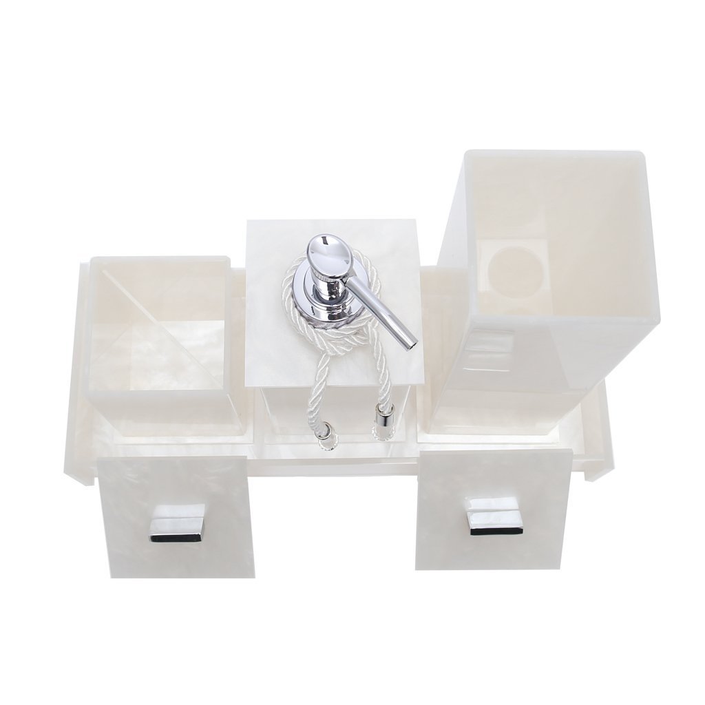 Kit Lavabo Com 4 Peças Elegance Acrílico Pérola Com Prata - 2