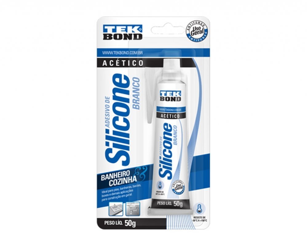 Silicone Tekbond Acetico Branco 050g Blister C/12pcs - 1