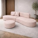 Ver imagem 1 de Sofá Virginia 250cm Luxo Sala Salão 3 Lugares Bouclé:rose/liso