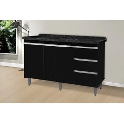 Gabinete Para Pia de 1.50 Metro balcão 100% MDF com Puxador em Alumínio inteiro chapa de 15mm ultima - 4
