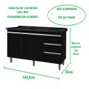 Ver imagem 3 de Gabinete Para Pia de 1.50 Metro balcão 100% MDF com Puxador em Alumínio inteiro chapa de 15mm ultima