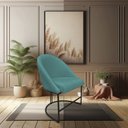 Ver imagem 2 de Kit 02 Cadeiras Poltrona de Jantar Bela Suede Azul Turquesa Base Metálica Industrial Preto - Pallazi