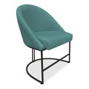 Ver imagem 3 de Kit 02 Cadeiras Poltrona de Jantar Bela Suede Azul Turquesa Base Metálica Industrial Preto - Pallazi