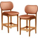 Ver imagem 1 de Kit 02 Banquetas Baixa Bar Cozinha E Sala De Jantar Fixa Betta L02 Imbuia Couríssimo Camel - Lyam