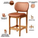 Ver imagem 4 de Kit 02 Banquetas Baixa Bar Cozinha E Sala De Jantar Fixa Betta L02 Imbuia Couríssimo Camel - Lyam