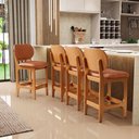 Ver imagem 2 de Kit 02 Banquetas Baixa Bar Cozinha E Sala De Jantar Fixa Betta L02 Imbuia Couríssimo Camel - Lyam