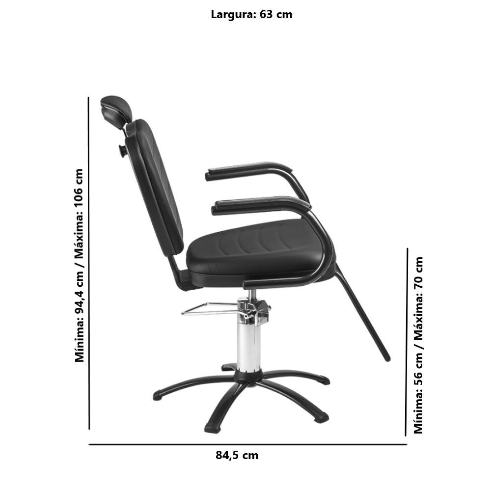 Cadeira de Cabeleireiro Dompel Top Black Fixa Hidráulica Preto - 4