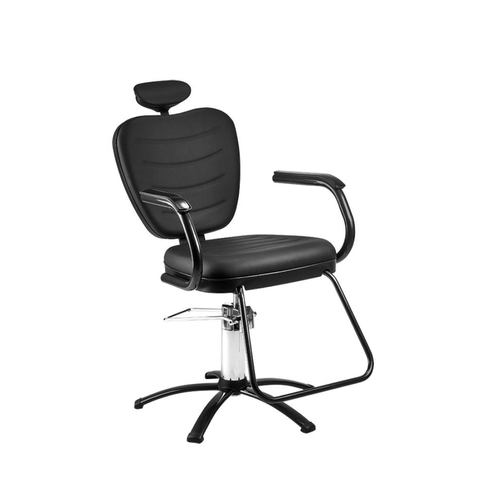 Cadeira de Cabeleireiro Dompel Top Black Fixa Hidráulica Preto
