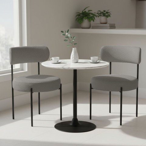 Cadeira Sala de Jantar Margara Kit 2 em Aço Preto Bouclê Ted D03 - D'Rossi