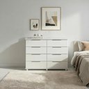 Ver imagem 3 de Cômoda Gaveteiro Grande 8gavetas com Rodízios Branco Repleta