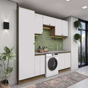 Lavanderia Modulada Kappesberg Celeste 7 Peças Nogueira/azul 230cm