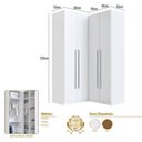 Ver imagem 3 de Guarda Roupa Modulado 100% MDF 3 Peças com Canto Reto 4 Portas Integrato Branco