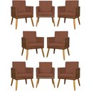 Ver imagem 1 de Kit 8 Poltronas Decorativas Modernas para Recepção Lis Corino Pé 30 Cm - Terracota Suede Corino