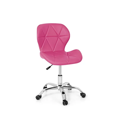 Cadeira Office Eiffel Slim Base Giratória Rosa - Cromado