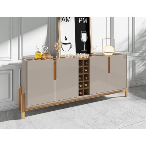 Aparador Buffet Lizz com Adega 190cm Off White Cedro Marrom
