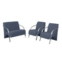 Ver imagem 1 de Conjunto Vênus 2 Poltronas de 1 Lugar e 1 de 2 Lugares Braço Alumínio DSalla Suede Grafite