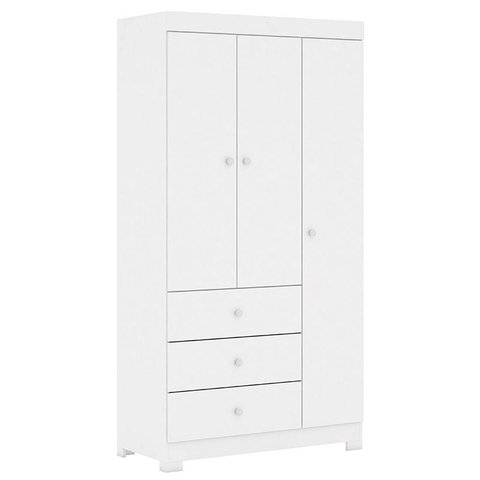 Guarda Roupa Infantil Duda 3 Portas Branco Brilho – Phoenix Baby