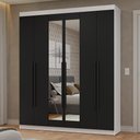 Ver imagem 1 de Guarda-roupa Casal 6 Portas Batentes com Espelho Netuno Madesa Branco/preto