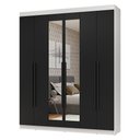 Ver imagem 2 de Guarda-roupa Casal 6 Portas Batentes com Espelho Netuno Madesa Branco/preto