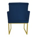 Ver imagem 3 de Poltrona Klara Suede Azul Marinho Base Industrial Dourada - Vallisa Decor